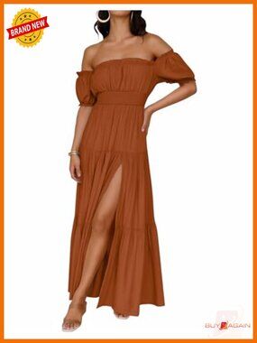 Off Shoulder Wedding Guest Dress Maxi with Pockets